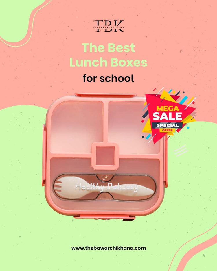 3 Compartments Portable Bento Lunch Box BPA FREE Lunch Box Leakproof With Fork