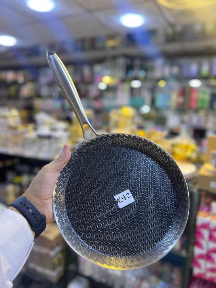 Laser Coated Honey comb 316 Stainless Steel Frying Pan