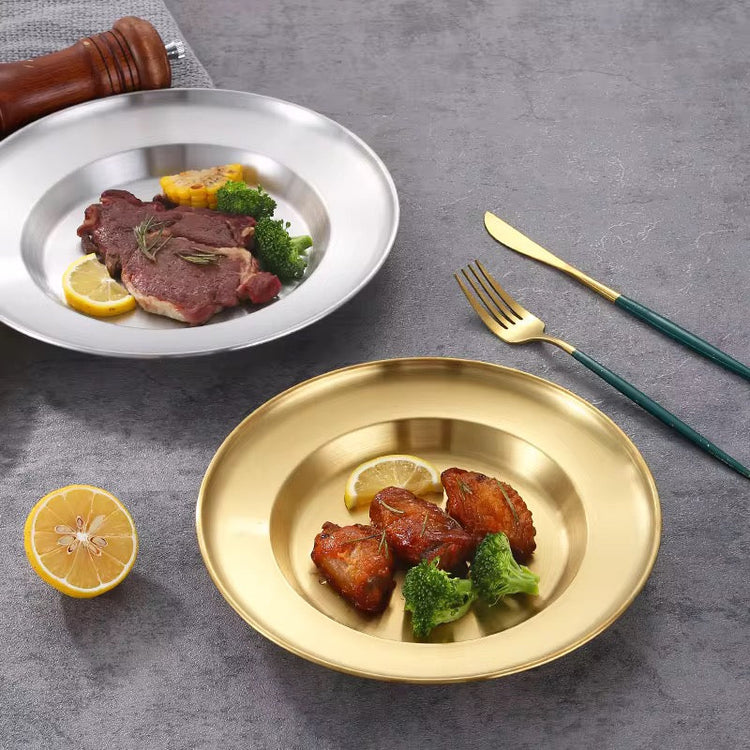 Golden Stainless Steel Kunefe Plate 1Pc