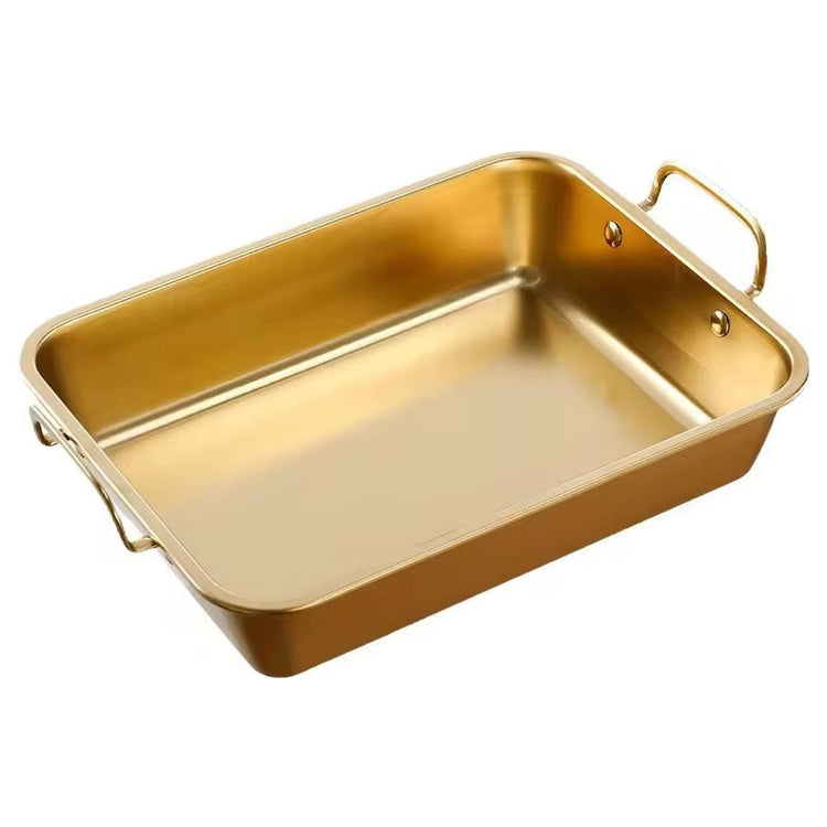Large Size Golden Rectangle Stainless Steel Roasting Pan for BBQ Kitchen Oven Cooking Microwave Safe