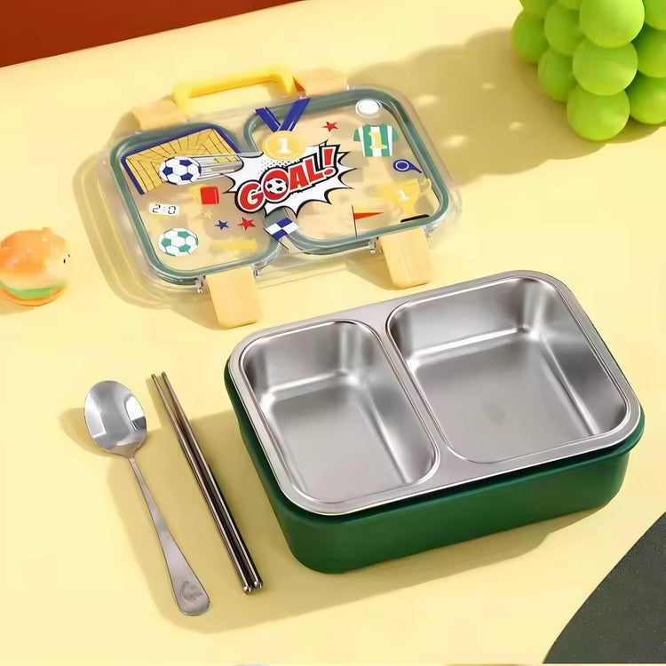 Back to School Stainless Steel 2 Compartments Leak Proof 700ml Lunch Box LX-7155