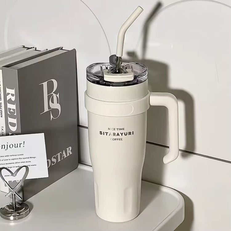 Sitarayuri 50OZ 1478ML Stainless Steel Tumbler With Steel Straw Spill Proof