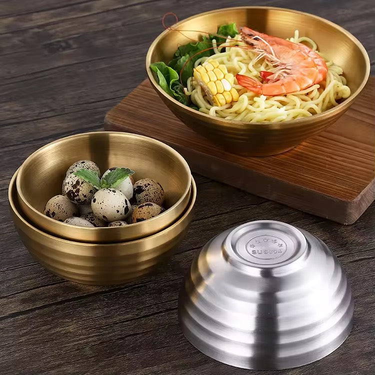 304 Stainless Steel Thicken Salad Rice Bowl Heat Insulation Serving Bowl 1Pc