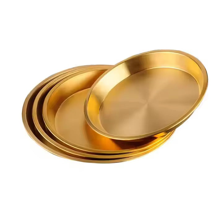 Stainless Steel Round Deep Golden Plate