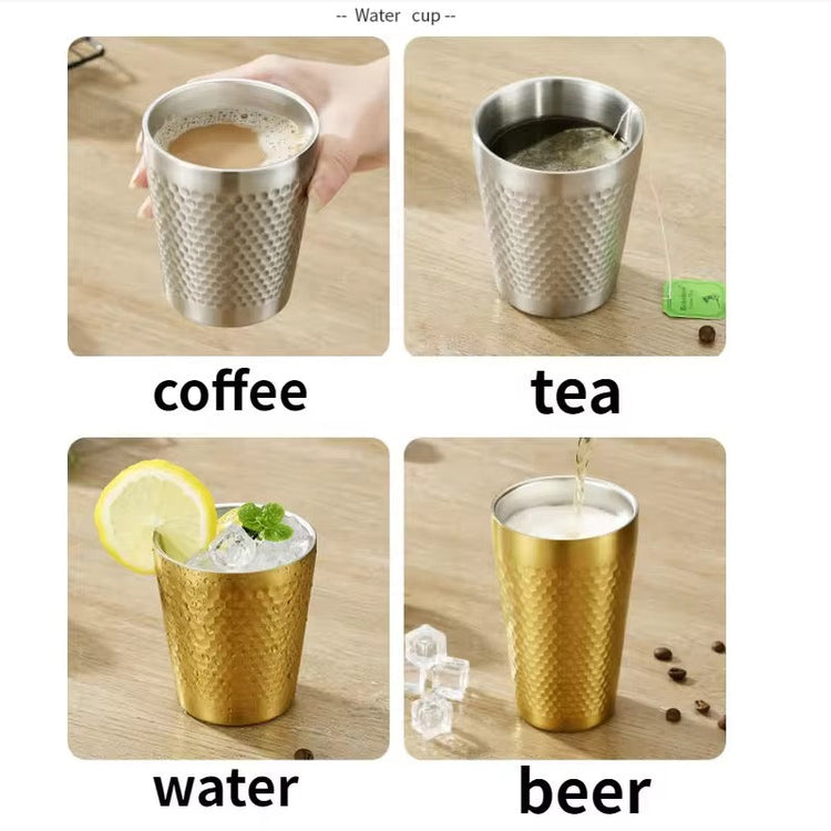 304 Stainless Steel Double Walled Hammered Style Glass 1Pc