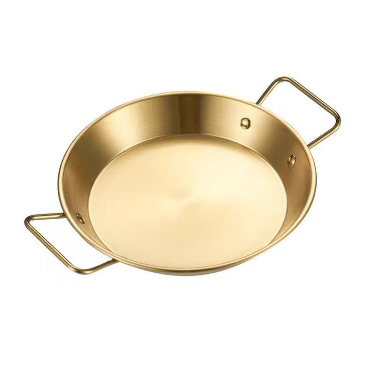 Spanish Seafood Pasta Paella Pan Stainless Steel Golden Steel Cooking Frying Pan 1Pc