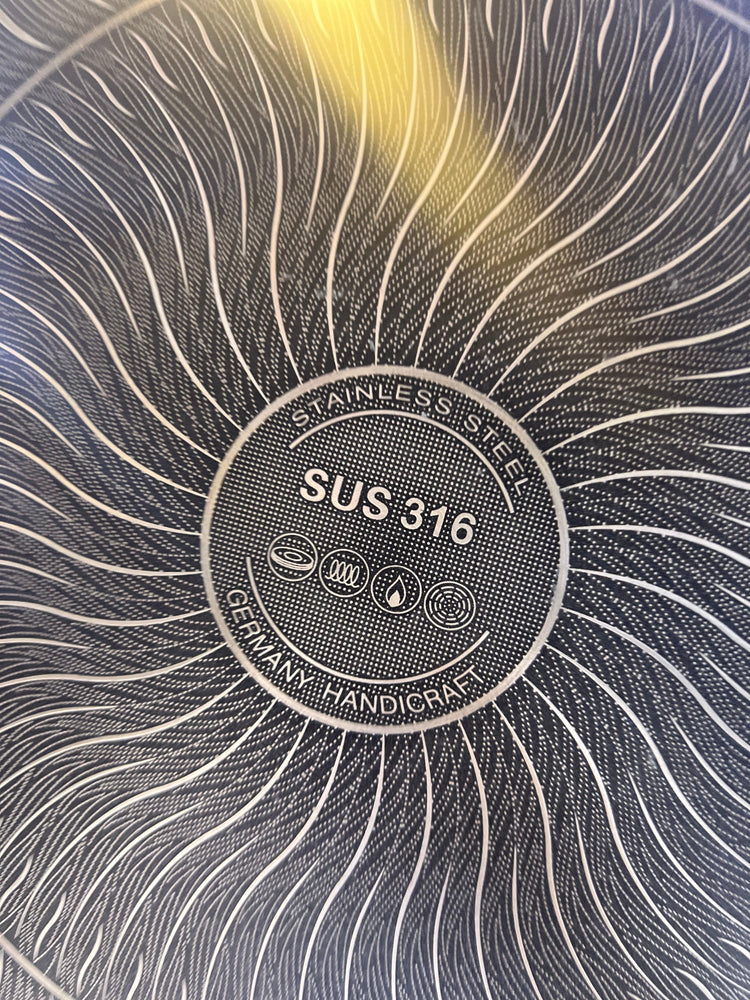 Laser Coated Honey comb 316 Stainless Steel Frying Pan