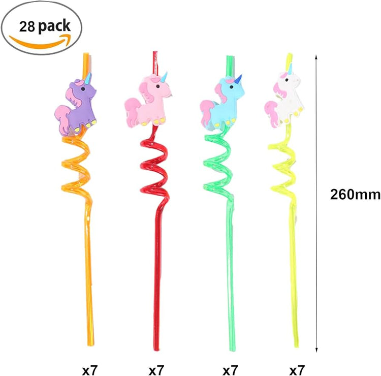 SET OF 4 UNICORN STYLE REUSABLE STRAWS