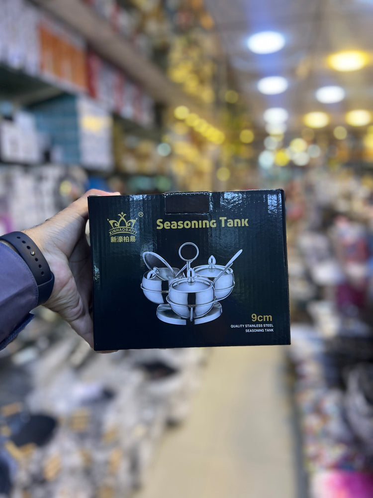 Stainless Steel Seasoning Dispenser Spice Jar 3Pcs with Glass Lids Salt Sugar Pepper Container