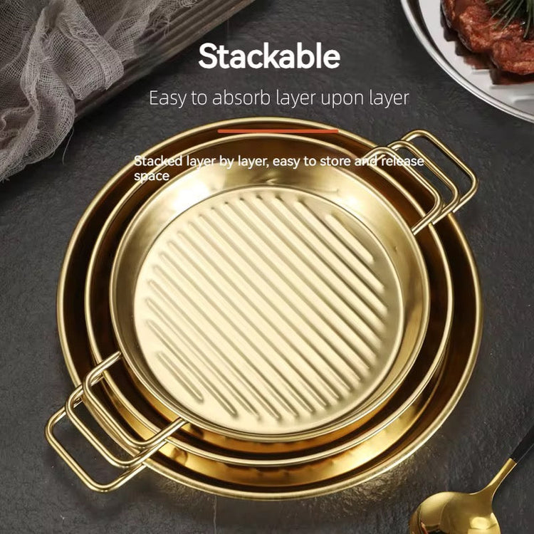 Korean Style Golden Stainless Steel Serving Grill Plate