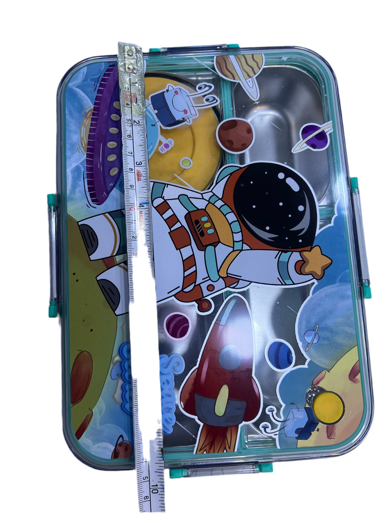 Individually Sealed Silicone 304 Stainless Steel Lunch Box 900ml 4 Compartments with Sauce Bowl and Cutlery