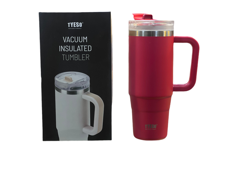 TYESO LARGE VACUUM INSULATED COFFEE CUP 900ML PINK STAINLESS STEEL THERMAL FLASK TUMBLER WATER BOTTLE ICE COOL CAR CUP
