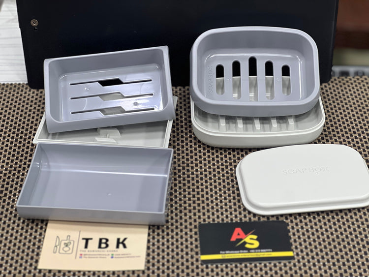HIGH QUALITY PLASTIC SOAP BOX WITH DRAIN TRAY AND LID