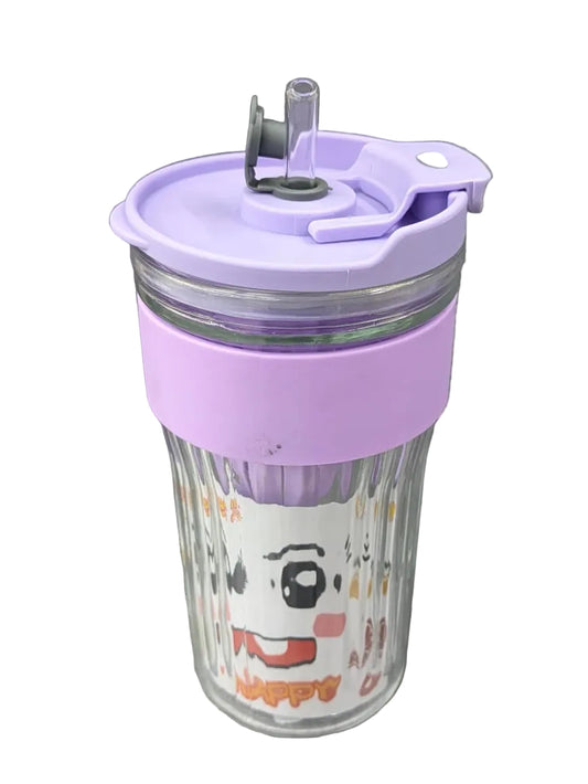Sweet Glass Juice Mug with straw