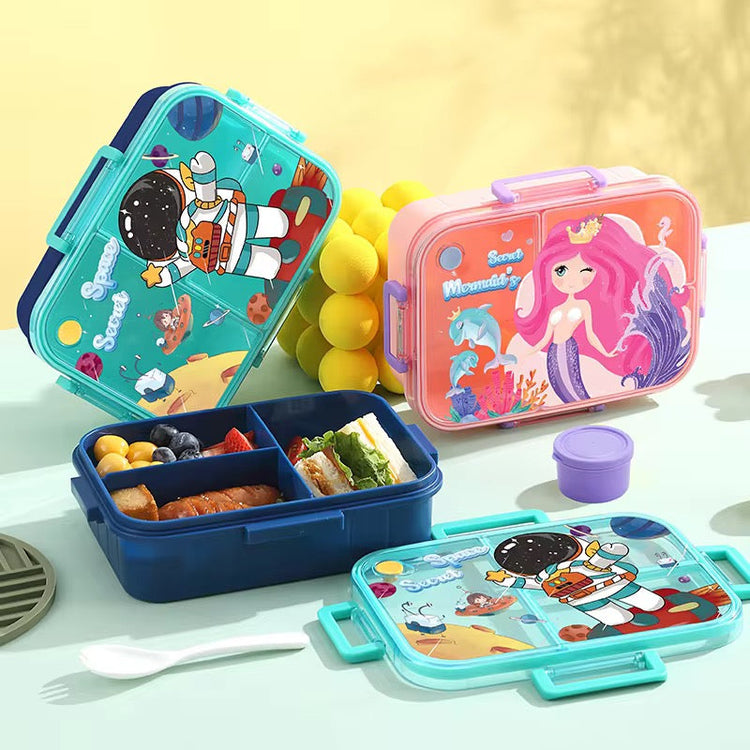 3 Compartments BPA Free 750ml Cartoon Character Lunch Box with Soup Bowl 2632