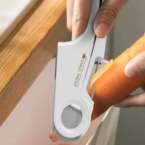 4 in 1 Garlic Press Machine Peeler Bottle Opener Kitchen Tool Manual Squeezer Kit - TheBawarchiKhana