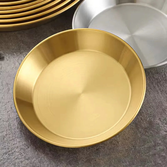 Stainless Steel Round Deep Golden Plate (Sold)