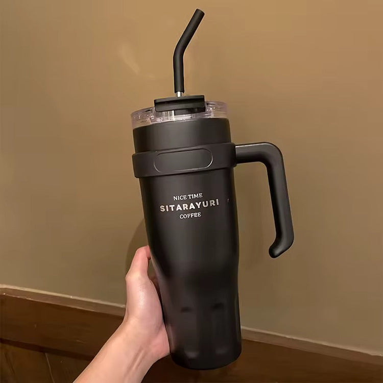 Sitarayuri 50OZ 1478ML Stainless Steel Tumbler With Steel Straw Spill Proof