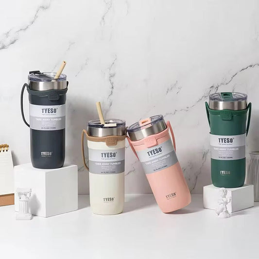 710ML Tyeso Stainless Steel Tumbler with Silicone Straw TS-8767B