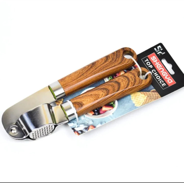 Shengya TopChoice Garlic Press Stainless Steel With Wood Handle 1050T