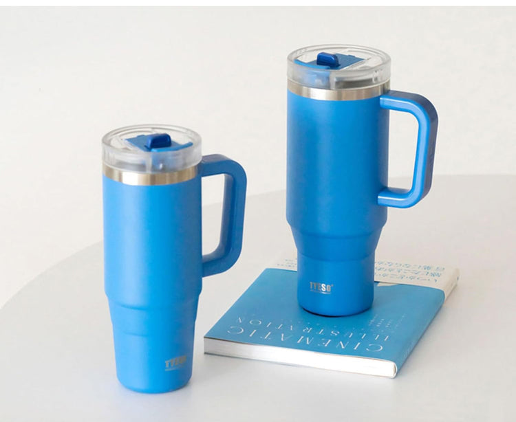 TYESO LARGE VACUUM INSULATED COFFEE CUP 900ML PINK STAINLESS STEEL THERMAL FLASK TUMBLER WATER BOTTLE ICE COOL CAR CUP