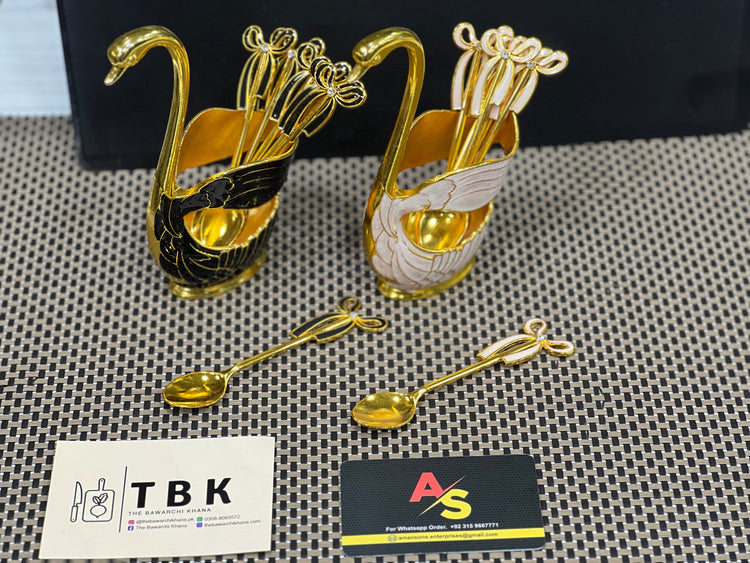 ELEGANT STYLE STAINLESS STEEL SWAN TEA SPOON SET