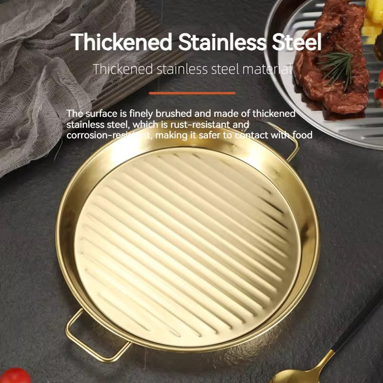 Korean Style Golden Stainless Steel Serving Grill Plate