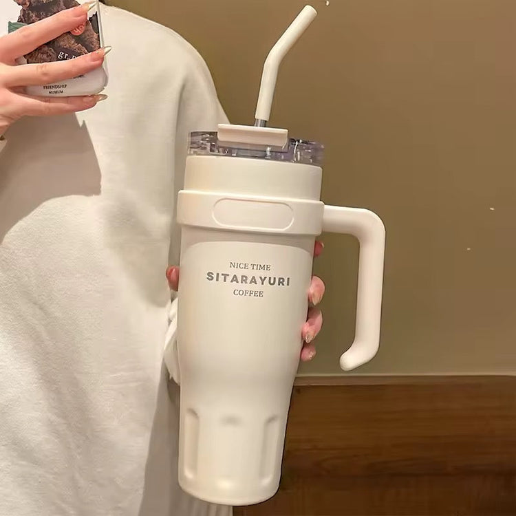 Sitarayuri 50OZ 1478ML Stainless Steel Tumbler With Steel Straw Spill Proof