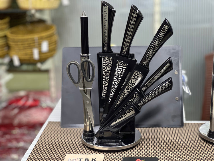 VERSACE DESIGN HIGH QUALITY BASS KNIFE SET BLACK COLOR