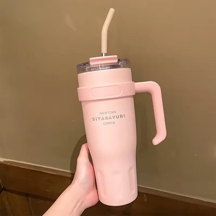 Sitarayuri 50OZ 1478ML Stainless Steel Tumbler With Steel Straw Spill Proof