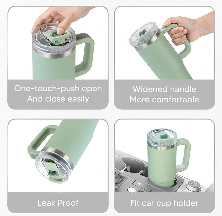 Tyeso Large Vacuum Insulated Coffee Cup 900ML Blue Stainless Steel Thermal Flask Tumbler Water Bottle Ice Cool Car Cup