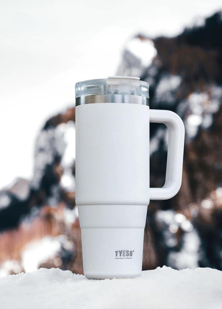 TYESO LARGE VACUUM INSULATED COFFEE CUP 900ML PINK STAINLESS STEEL THERMAL FLASK TUMBLER WATER BOTTLE ICE COOL CAR CUP