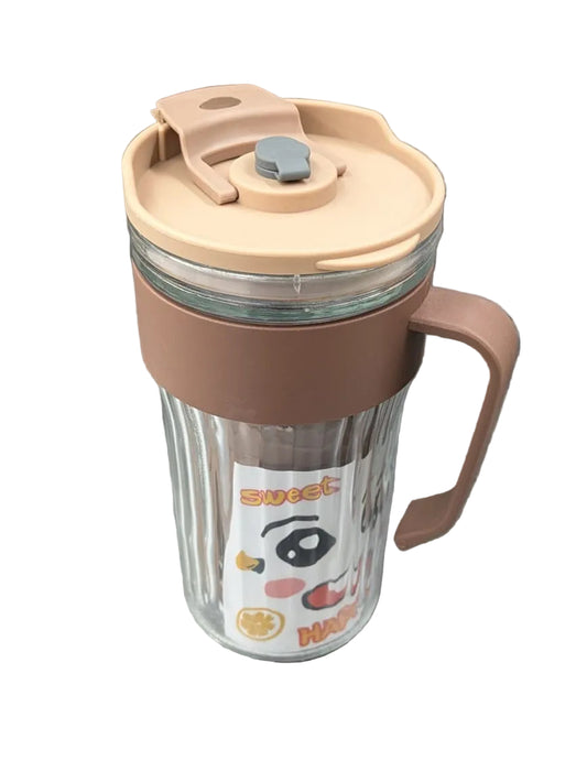 Sweet Glass Juice Mug with straw